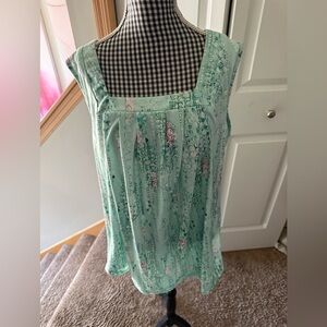 Floral Mint Green Sleeveless Top